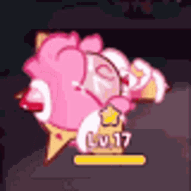 a pink cookie with a star on it is sitting on a table in a video game .