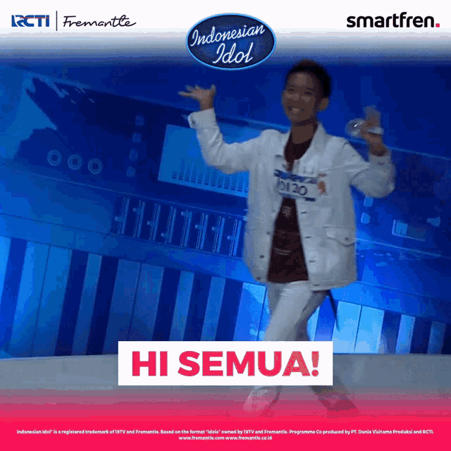 a poster for indonesian idol shows a young man dancing