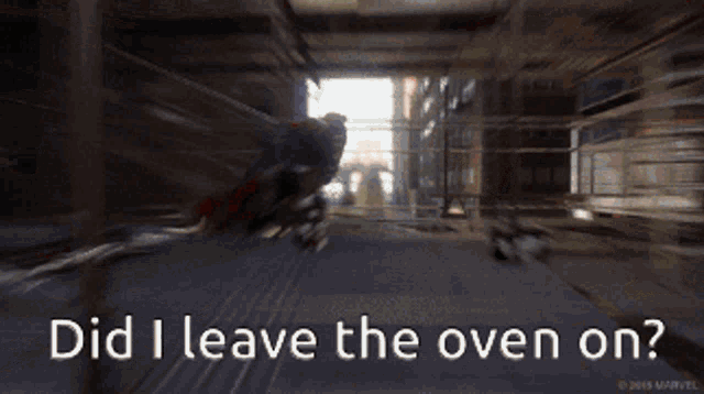 a blurry picture of a person with the words " did i leave the oven on " at the bottom