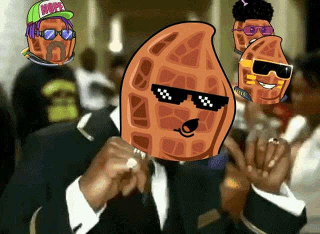 a cartoon of a peanut wearing sunglasses and a hat that says nope
