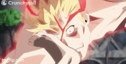 a close up of a person 's face with crunchyroll written in the corner .