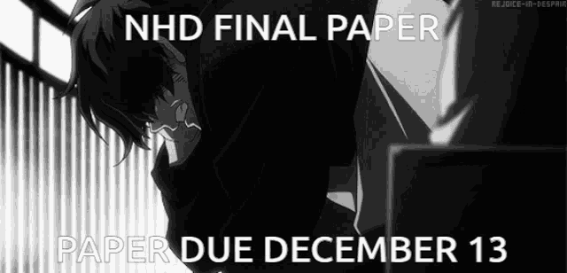 nhd final paper paper due december 13 is displayed
