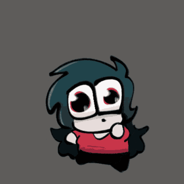 a cartoon drawing of a person with big eyes