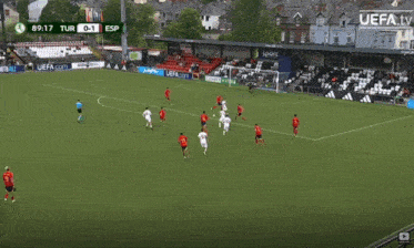 two soccer players with the number 18 on their jerseys are running on a field