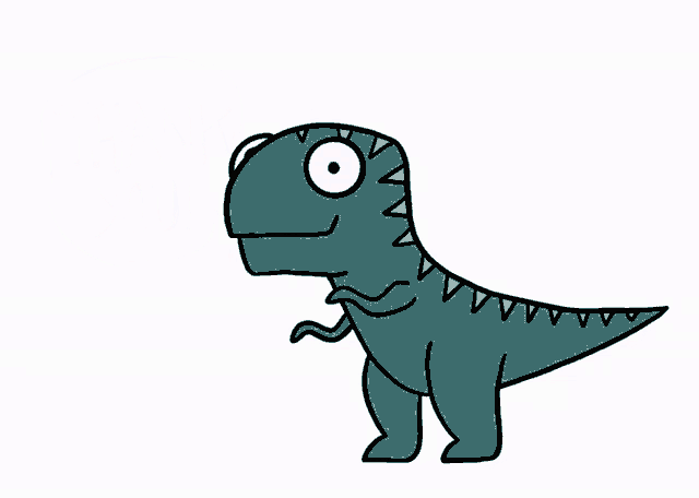 a drawing of a dinosaur with a speech bubble saying thank you