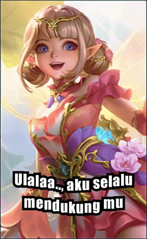 a picture of a girl in a pink dress with the words ulalaa aku selalu mendukung mu