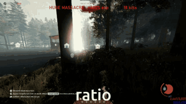 a screen shot of a video game with the word ratio at the top