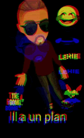 a cartoon of a man with sunglasses and the words " il a un plan " on the bottom right