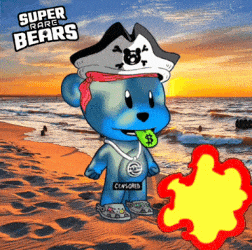 a cartoon of a teddy bear wearing a pirate hat with a dollar sign sticking out of it