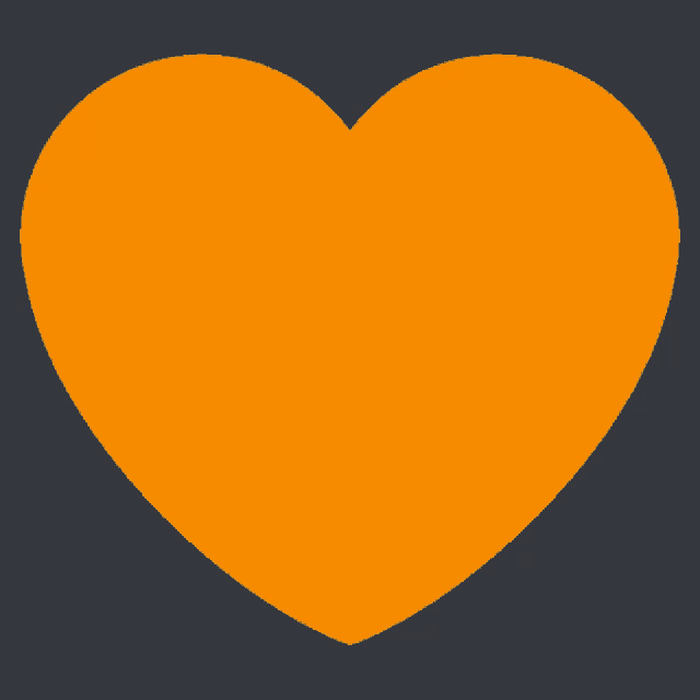 a large orange heart on a dark background