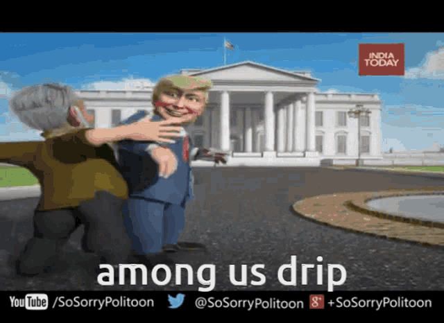 among us drip is written on the bottom of a cartoon