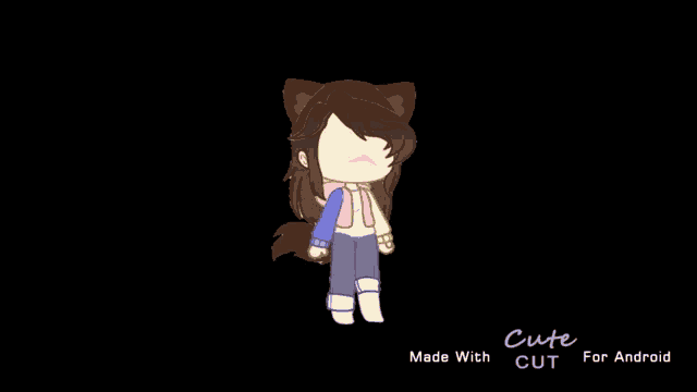 a drawing of a girl with cat ears and the words cute cut for android