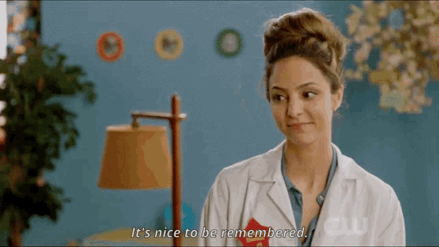 a woman says it 's nice to be remembered