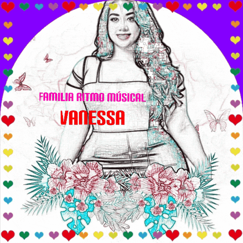 a drawing of a woman with familia ritmo musical vanessa on it