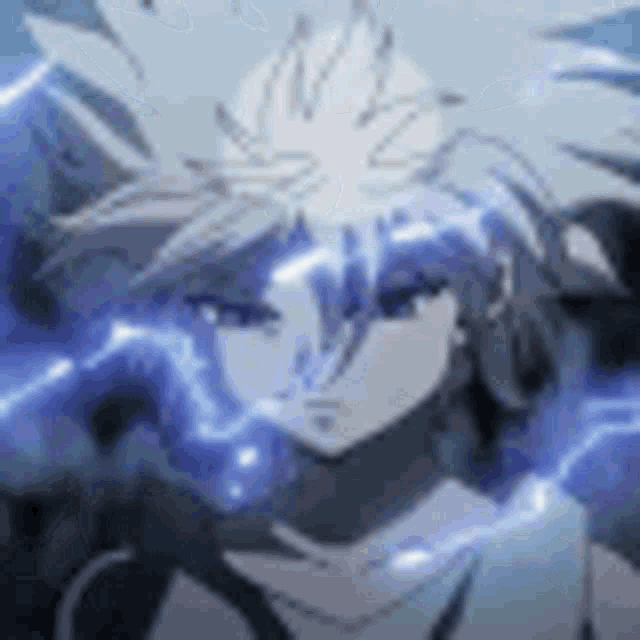 a close up of a person 's face with a lightning bolt coming out of his head .