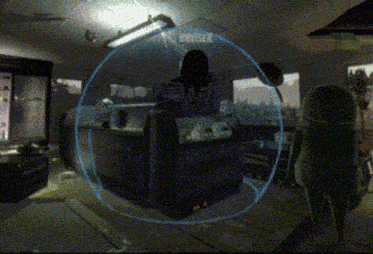 a person in a room with a circle around them that says ' unuser '
