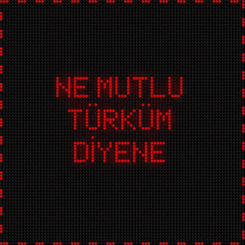 a black background with red dots and the words ne mutlu turkum diyene