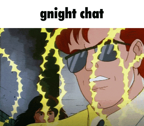 a cartoon of a man wearing sunglasses and the words gnight chat