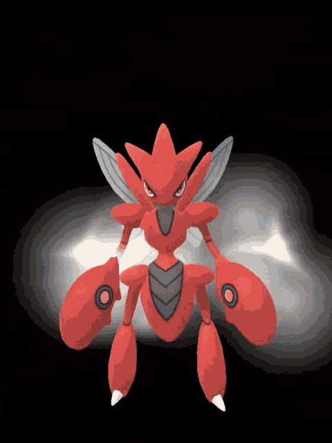a red cartoon character with wings and a star on its head
