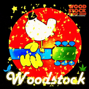 a woodstock poster with snoopy on the train
