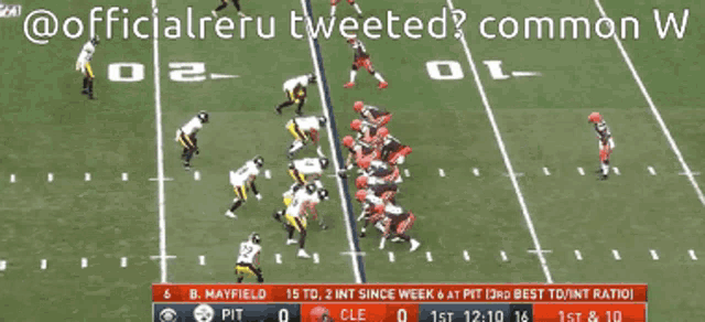 a football game between pittsburgh and cle is being played