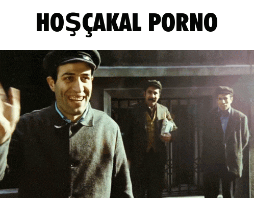 a man in a hat is standing in front of a sign that says hoşçakal porno