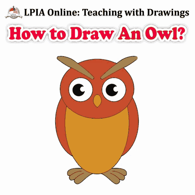 a drawing of an owl with the words lpia online teaching with drawings