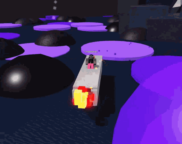a screenshot of a video game shows a person named lorna sitting on a purple circle