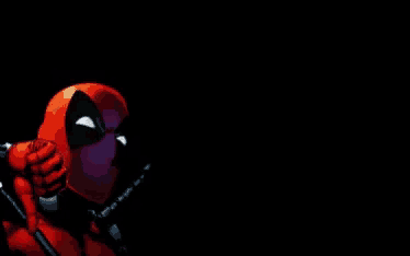 a picture of deadpool with the words deadpool dissolves below him