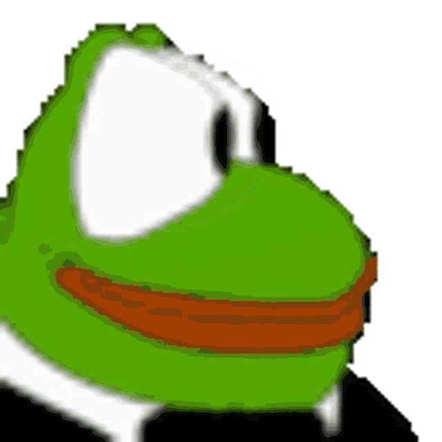 a green frog is wearing a tuxedo and has an orange lip .