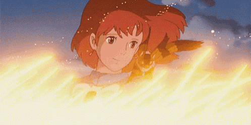 a cartoon girl with red hair is surrounded by a flame