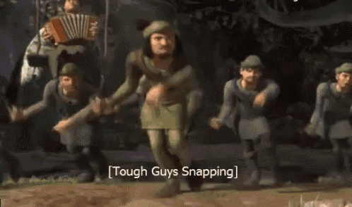 a blurred image of a man playing an accordion with the words tough guys snapping