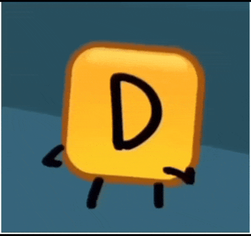 a yellow square with the letter d on it and arms and legs
