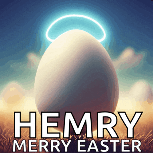 a poster for henry merry easter with a white egg