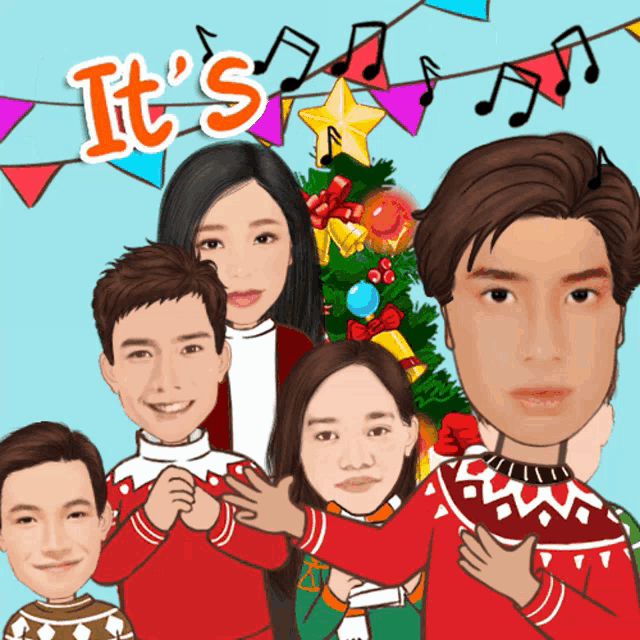 a cartoon of a family with the words it 's on the bottom right