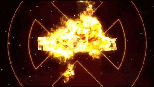 a fox logo is surrounded by flames and smoke