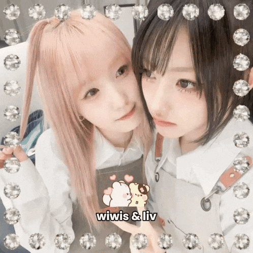 two girls are standing next to each other with the words wiwis & liv on the bottom