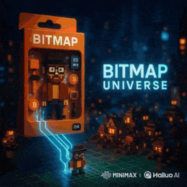 an advertisement for the bitmap universe shows a man in a top hat