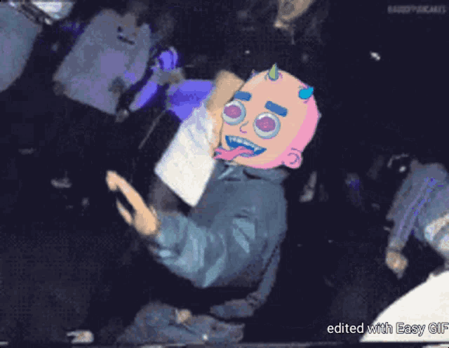 a cartoon of a man with horns on his head is being edited with easy gif