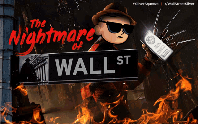a poster for the nightmare of wall st.