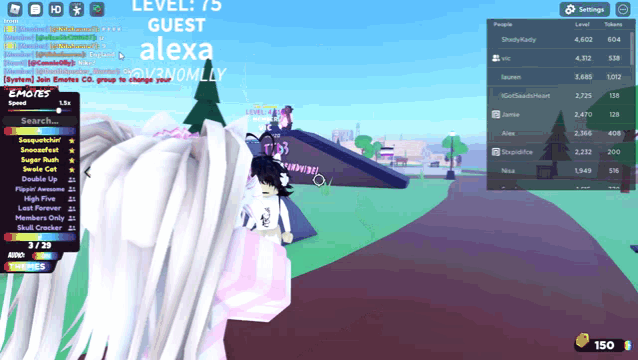 a screenshot of a video game with the name alexa on the top right