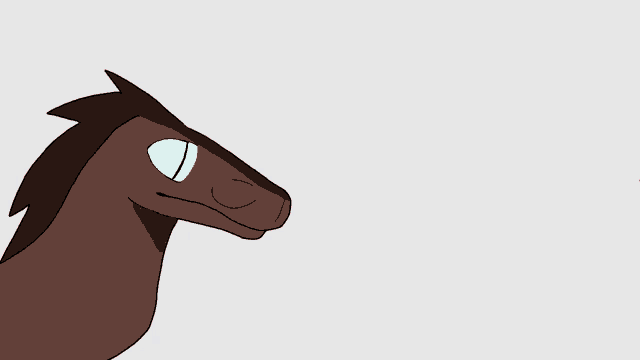 a cartoon drawing of a horse with its mouth wide open