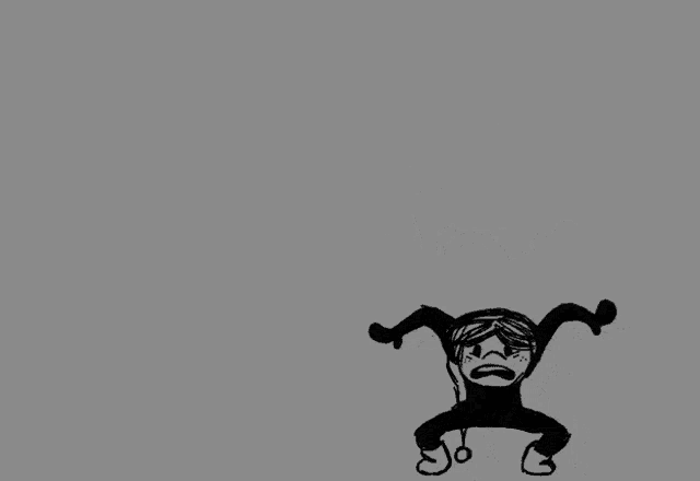 a drawing of a person jumping in the air with their arms outstretched .