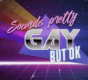 a poster with the words `` sounds pretty gay but ok '' on it .