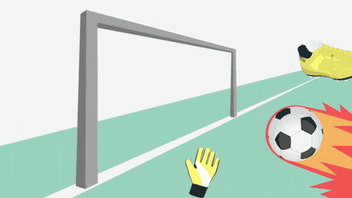 an illustration of a soccer goal with a red banner that says buuu