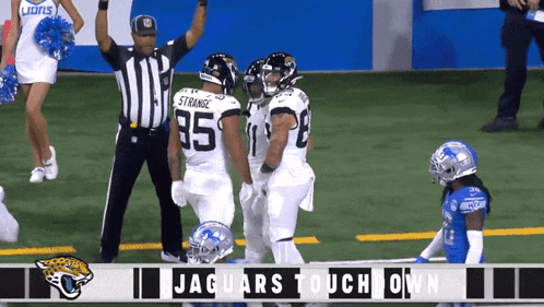 a jaguars touchdown is being displayed on a television screen