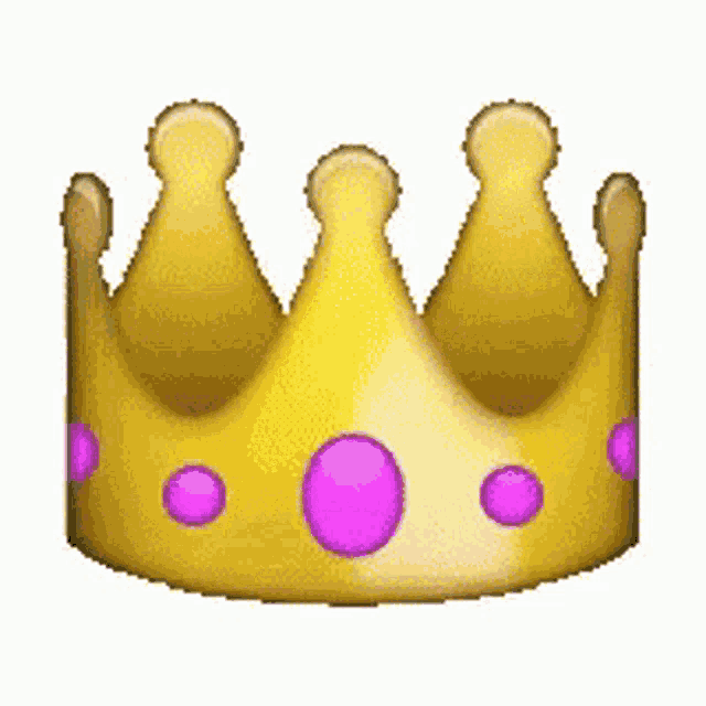 a gold crown with pink dots on it