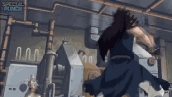 a cartoon of a man with a special punch logo in the background