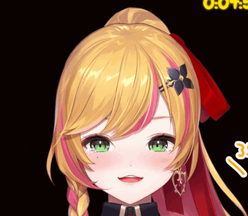a close up of a girl 's face with the number 3 visible in the corner