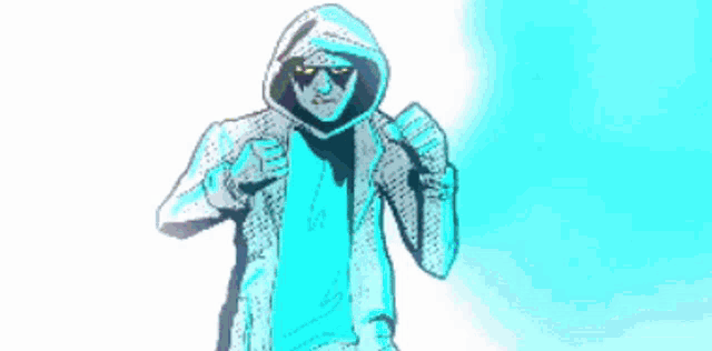 a cartoon drawing of a man in a hoodie